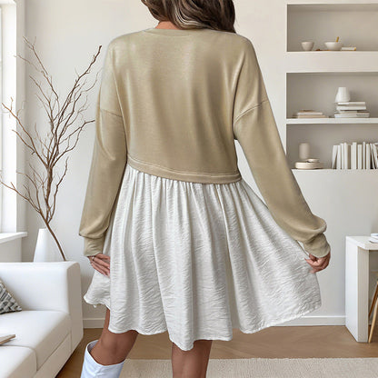 Damen Sweatkleid Farbblockdesign Lässig