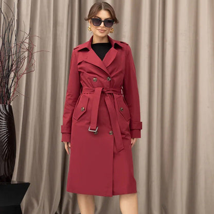 Damen Trenchcoat Doppelter Knopfleiste Taillengürtel Norvielle - Norvielle