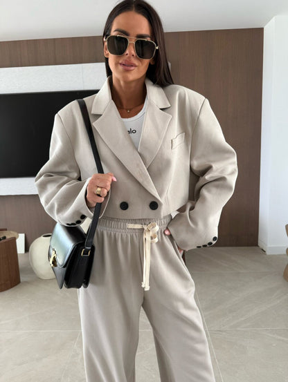 Damen Oversized Anzug Elastischer Bund