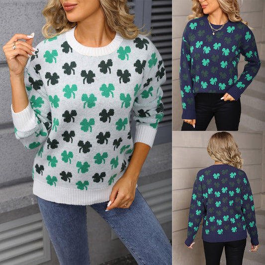 Damen Strickpullover Kleeblatt-Muster Weich Norvielle - Norvielle