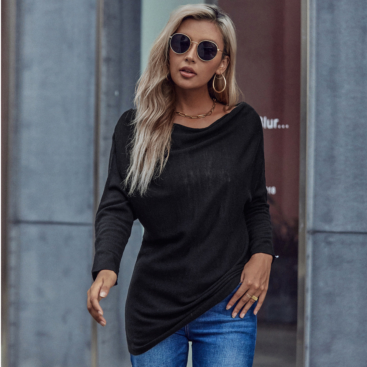 Damen Tunika Schulterfrei Elegante Raffung Norvielle