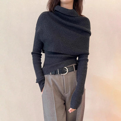 Damen Rollkragenpullover Asymmetrisch Norvielle