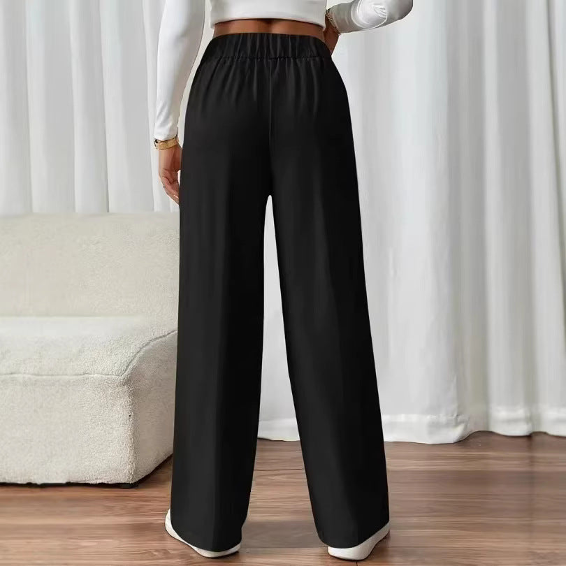 Damen Hochbundhose Weites Bein Mit Knöpfen