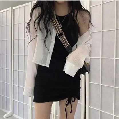 Damen Minikleid Figurbetont Raffung Norvielle