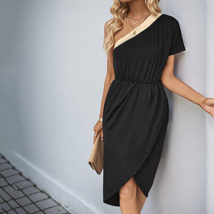 Damen Wickelkleid Asymmetrischer Schnitt Taillengürtel Norvielle