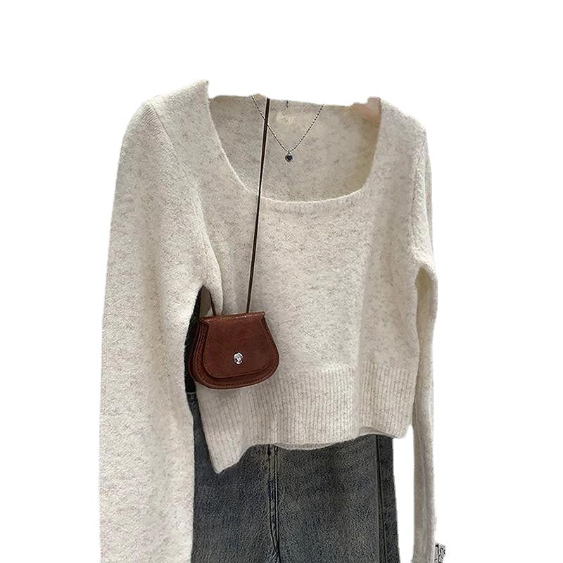 Damen Pullover Rundhals Feinestruktur Beige