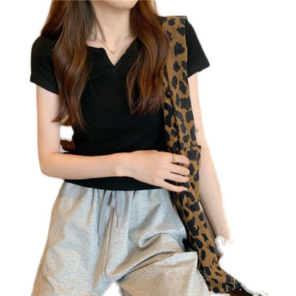 Damen T-Shirt Figurbetont Baumwolle Modern