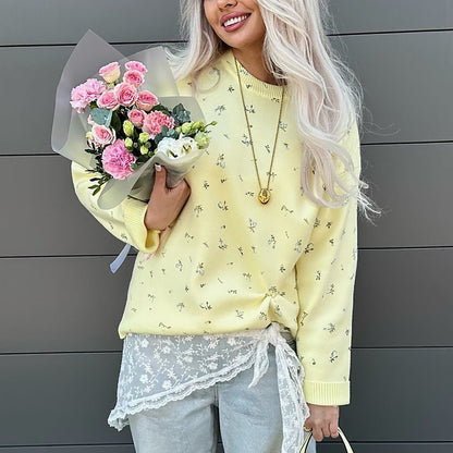 Damen Strickpullover Elegantes Design Flora Farben