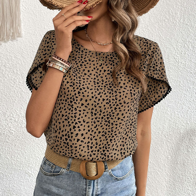 Damen T-Shirt Animal-Print Fließender Schnitt Norvielle