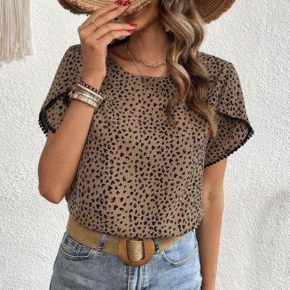 Damen T-Shirt Animal-Print Fließender Schnitt Norvielle