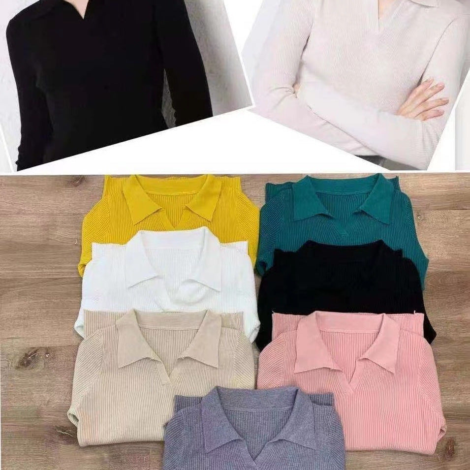 Damen Polo-Pullover Feine Rippstruktur Norvielle Beige