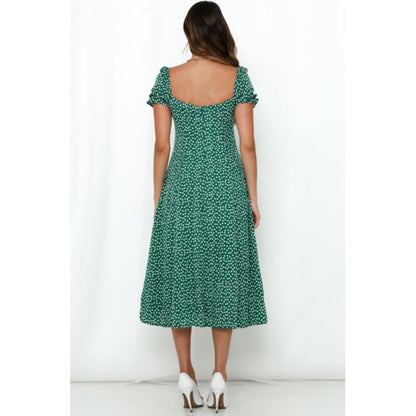 Damen Midi-Kleid Blumenmuster mit seitlichem Schlitz