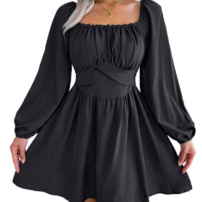 Damen Minikleid Gerafftes Oberteil Puffärmel Norvielle