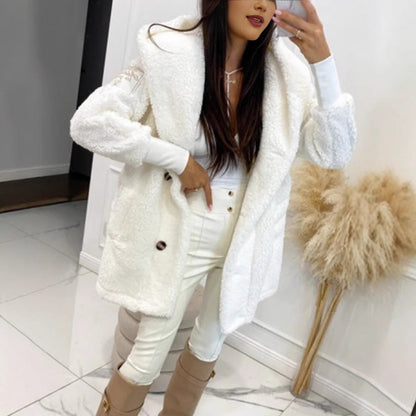 Damen Teddyfelljacke Klassischer Kragen Praktische Taschen Norvielle - Norvielle