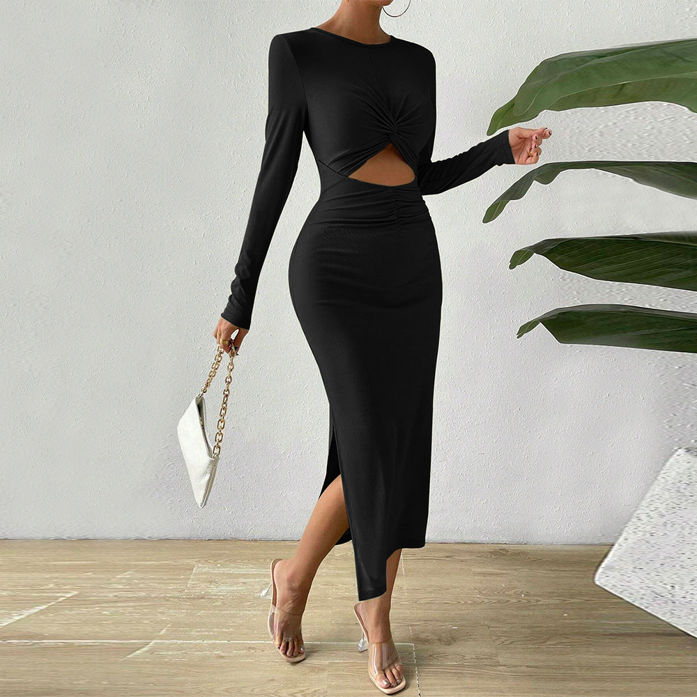 Damen Midikleid Raffinierte Rüschendetails Cut-Outs