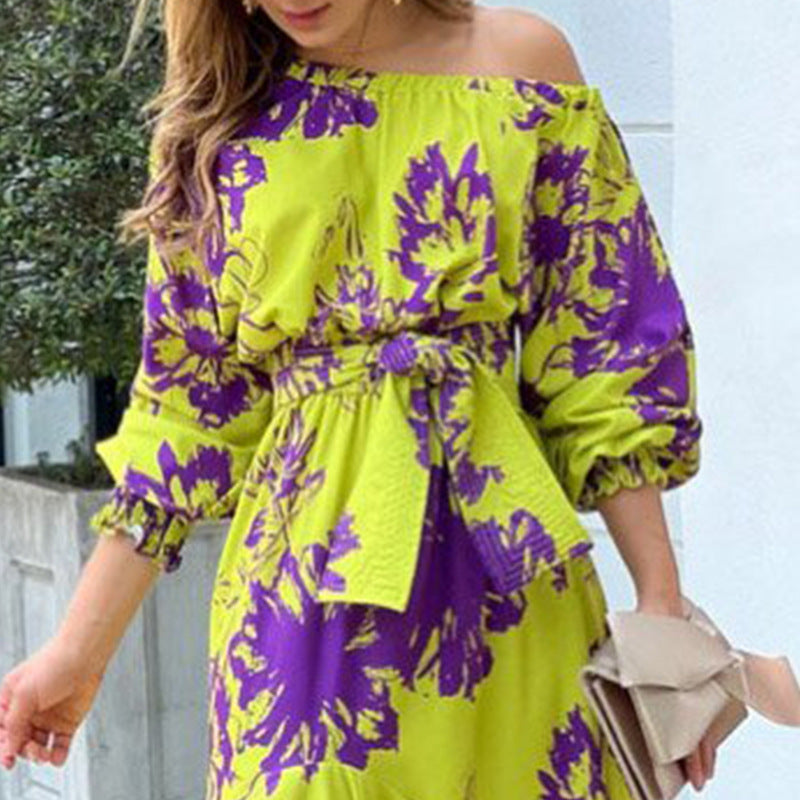 Damen Off-Shoulder Maxikleid mit Rüschendetails Elegantes Design