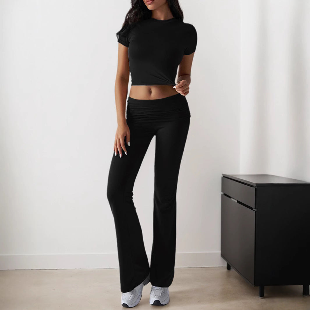 Damen Sportset Figurbetonter Oberteil Flare Leggings
