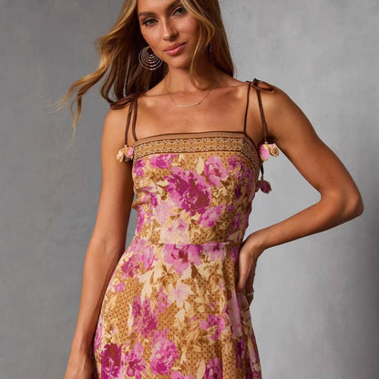 Damen Maxikleid Blütenprint Schulterfrei Norvielle