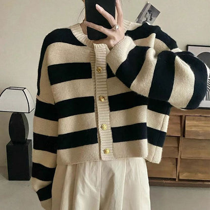 Damen Oversize Strickpullover mit Knöpfen Norvielle