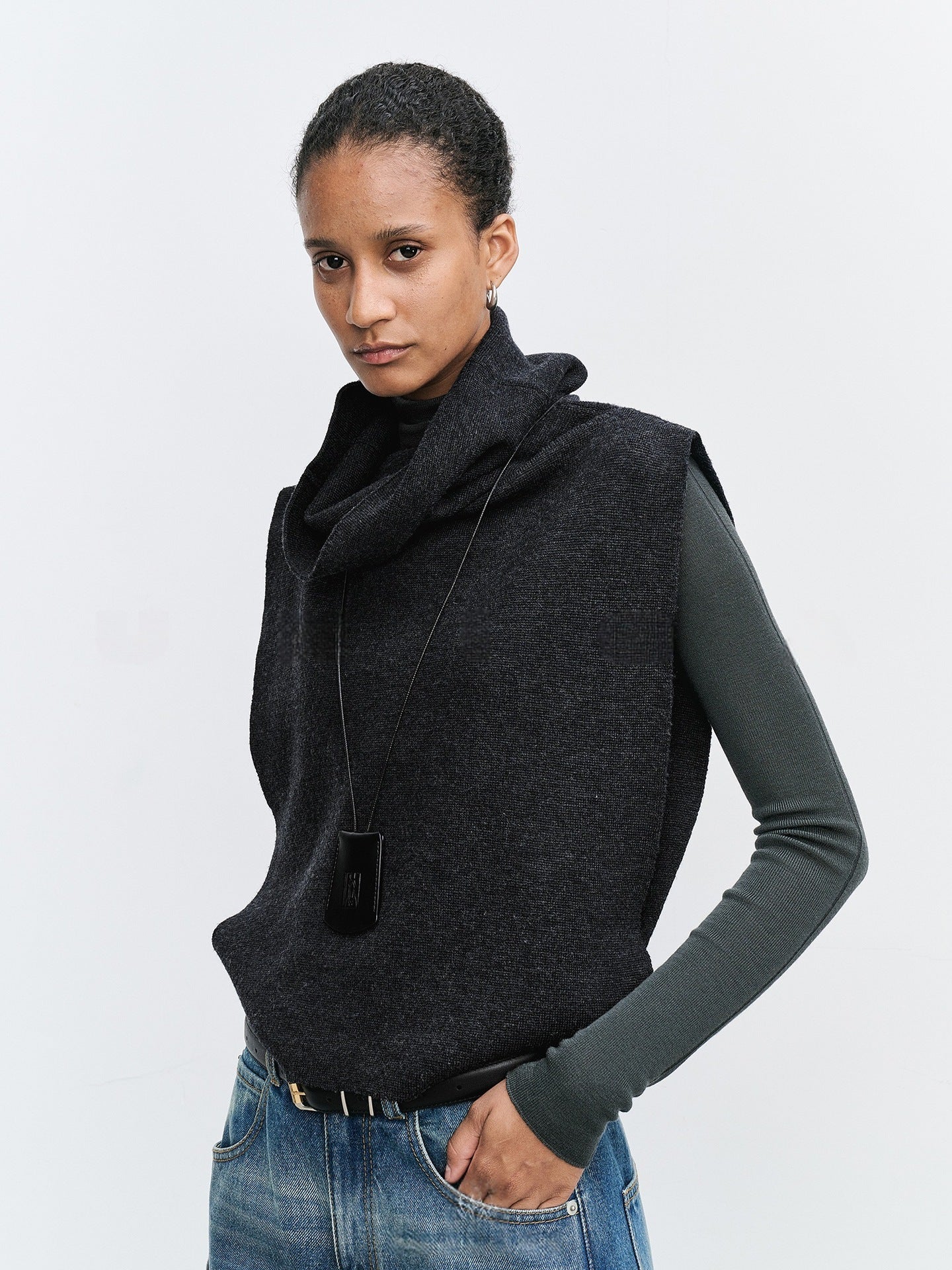Damen Strickweste Hochkragen Norvielle