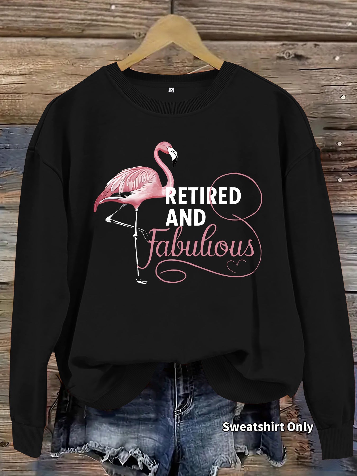Damen Sweatshirt Flamingo Motiv Weich Rosa