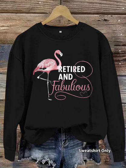 Damen Sweatshirt Flamingo Motiv Weich Rosa