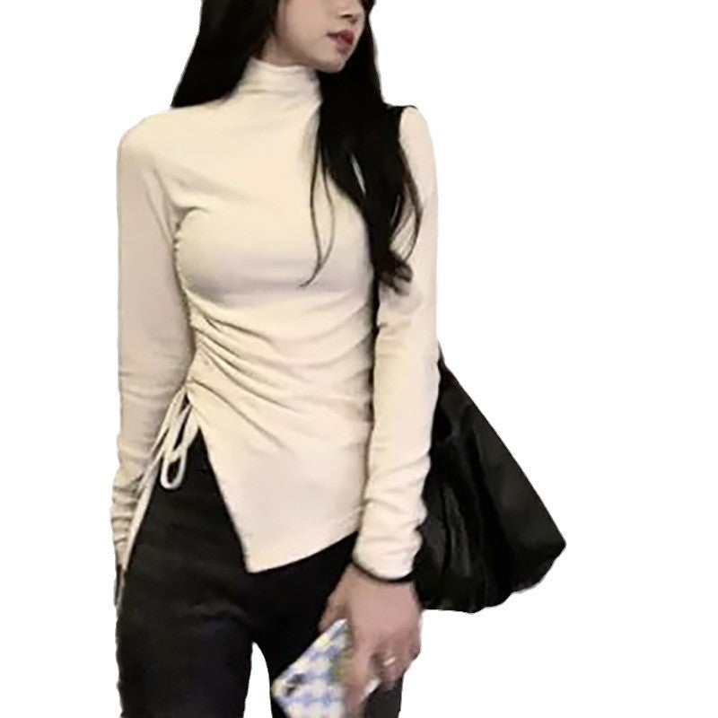 Damen Langarmoberteil Wickel-Design Hochkragen