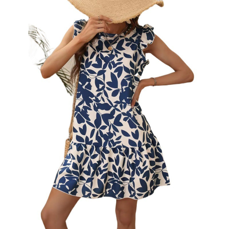 Damen Sommerkleid Florales Muster Rüschendetails Norvielle