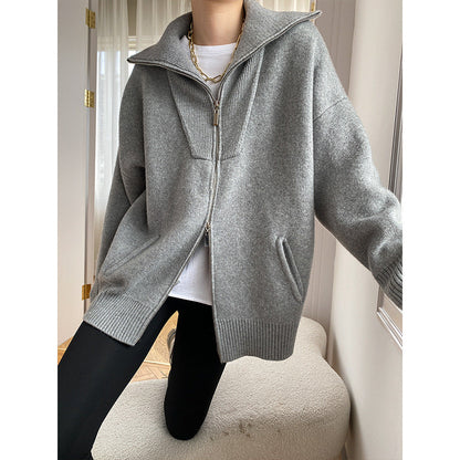 Damen Strickjacke Mit Reißverschluss Hoch Kragen Norvielle - Norvielle