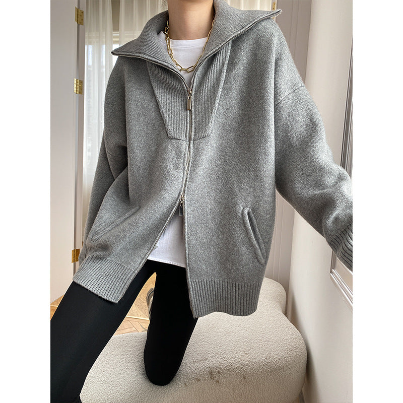 Damen Strickjacke Mit Hochem Kragen Und Taschen Norvielle - Norvielle