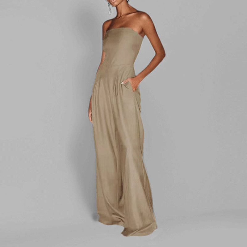 Damen Abendkleid Strapless Mit Taschen Norvielle