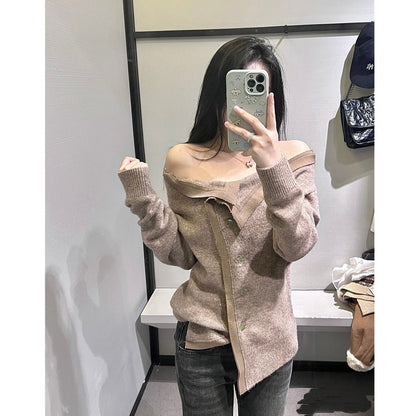 Damen Cardigan Kuschelweich Bindegürtel Beige
