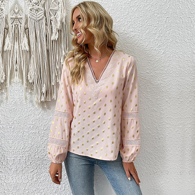 Damen Bluse Spitze Rüschendetails Elegantes Design - Norvielle