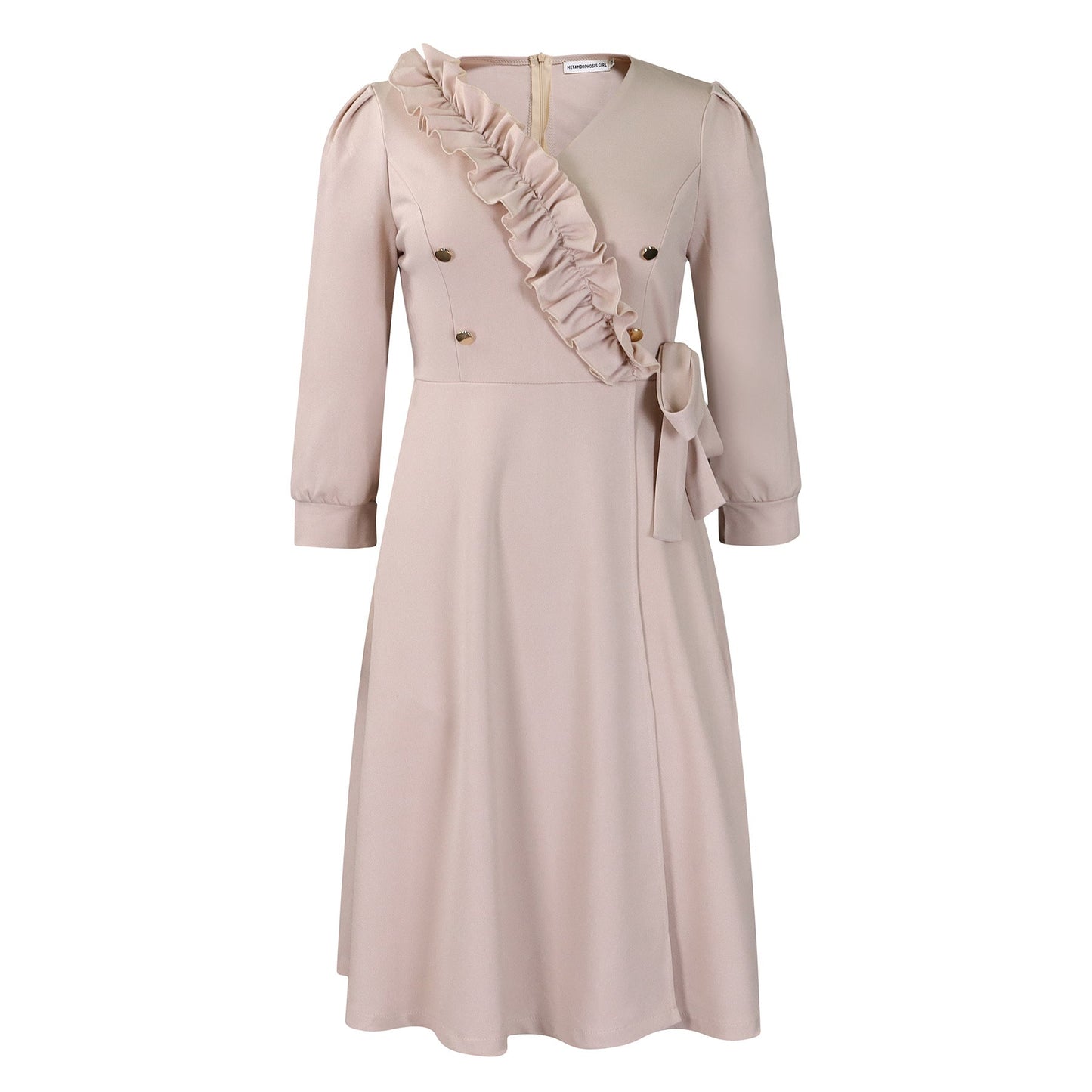 Damen Midikleid Rüschendetail Tailliert Norvielle