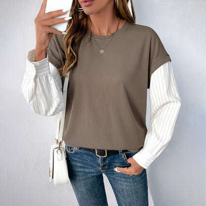 Damen Oberteil Lagenlook Krempelärmel Norvielle
