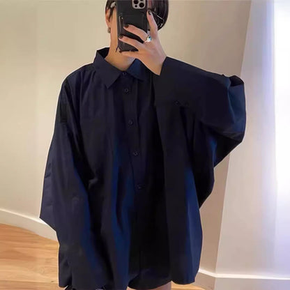 Damen Hemdbluse Oversized Klassischer Kragen Weiß