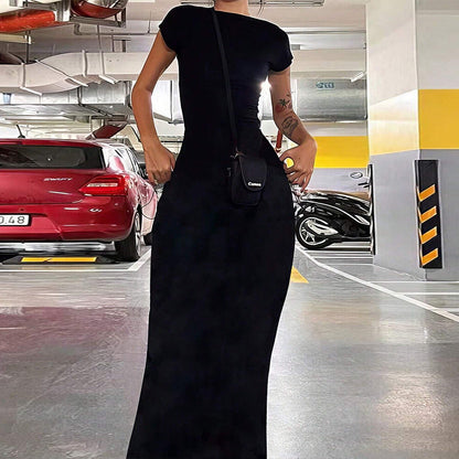 Damen Maxikleid mit Rückenausschnitt Figurbetonter Stoff