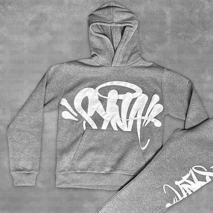 Damen Kapuzenpullover Graffiti-Design Kängurutaschen Norvielle