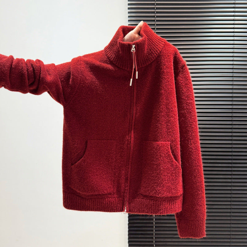 Damen Thermostrickjacke Norvielle Hochschließend Kragen 2 Taschen