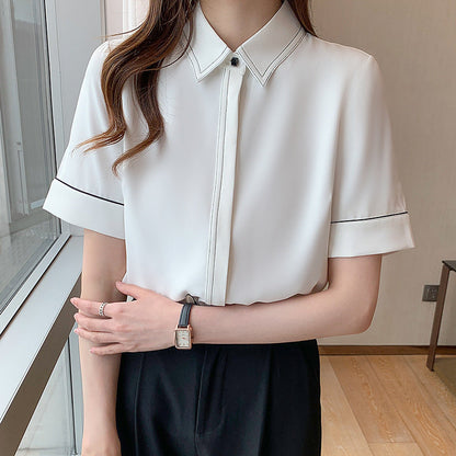 Damen Bluse Kurzarm Klassischer Kragen Elegantes Design