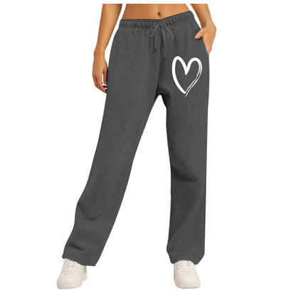 Damen Freizeithose Elastischer Bund Herzmotiv Norvielle