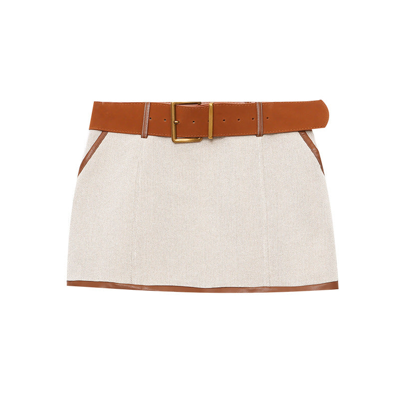 Damen Minirock Stylischer Kontrast Feiner Stoff