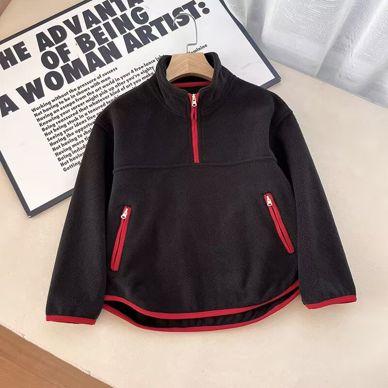 Damen Fleece-Pullover Hochkragen Reißverschlusstaschen Norvielle