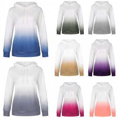 Damen Kapuzenpullover Moderner Farbverlauf Kängurutaschen - Norvielle