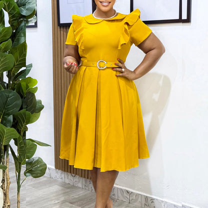 Damen Kleid Rüschendetails Taillierte Taille Norvielle - Norvielle