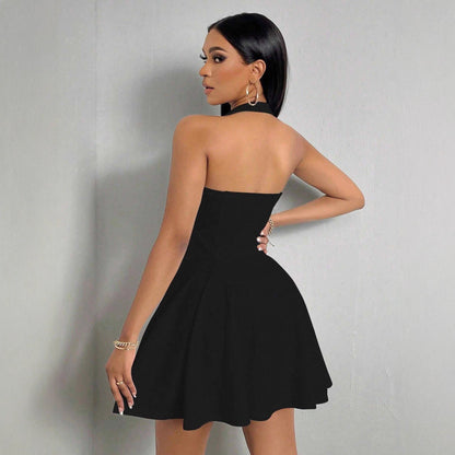 Damen Abendkleid A-Linie Tiefes Dekolleté Schwingender Saum