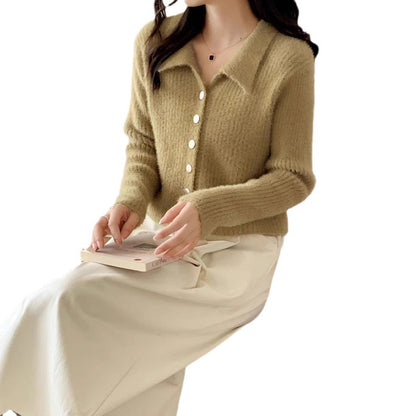 Damen Strickjacke Weiches Material Knopf-Design Norvielle
