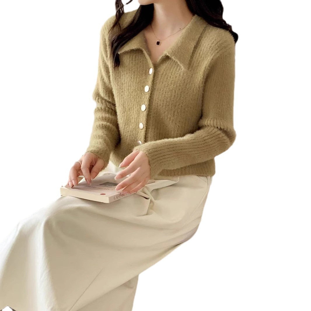 Damen Kurzstrickjacke V-Ausschnitt Knöpfe Norvielle