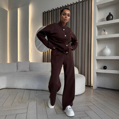 Damen Sportanzug Eleganter Kragen Druckknöpfe Norvielle - Norvielle