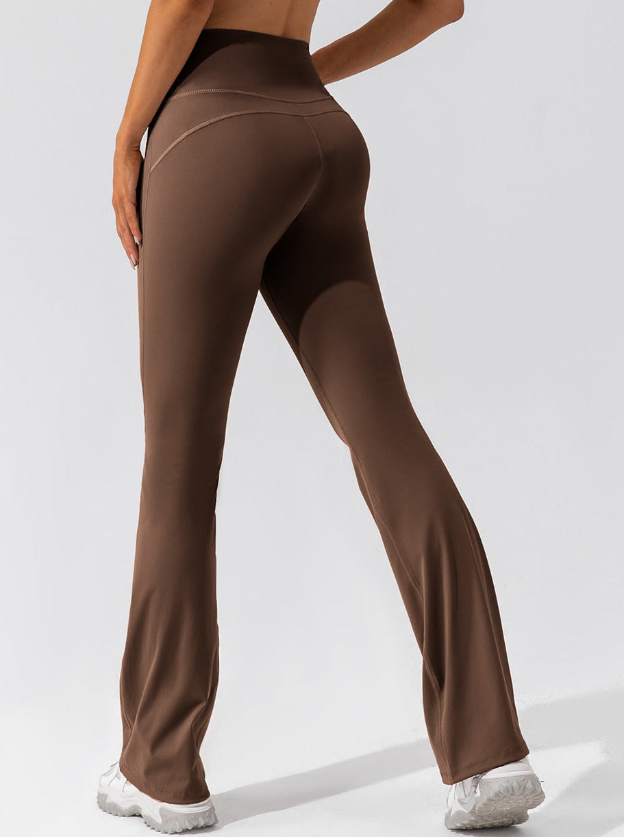 Damen High-Waist Flare Leggings mit Crossover-Bund